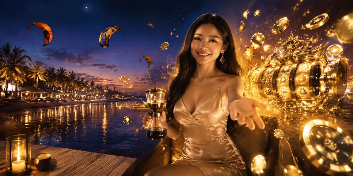 Người dùng Mũi Né thư giãn chơi slot game tại quán cà phê ven biển